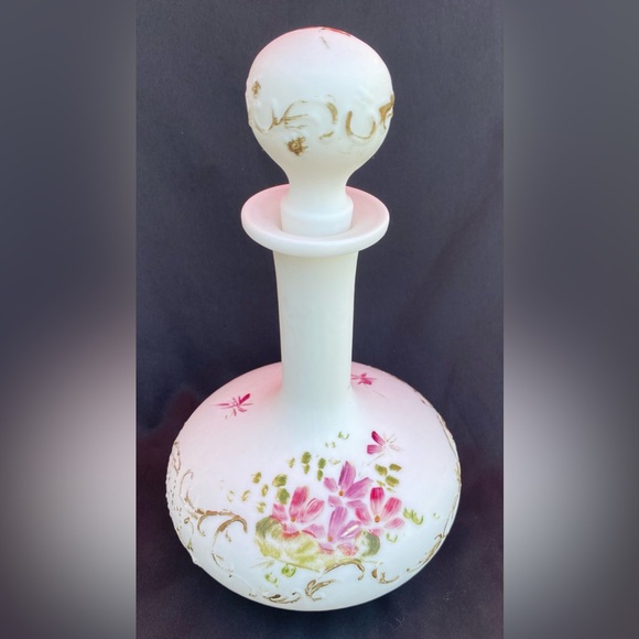 Antique Victorian Glass Decanter Barber Bottle Hand Painted Intact with Stopper - Picture 6 of 12